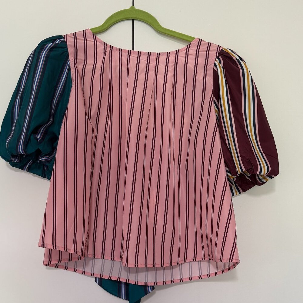 Anthropologie Maeve Taffeta Bow Swing Blouse Size M